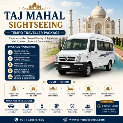 Taj Mahal Sightseeing Tempo Traveller Package